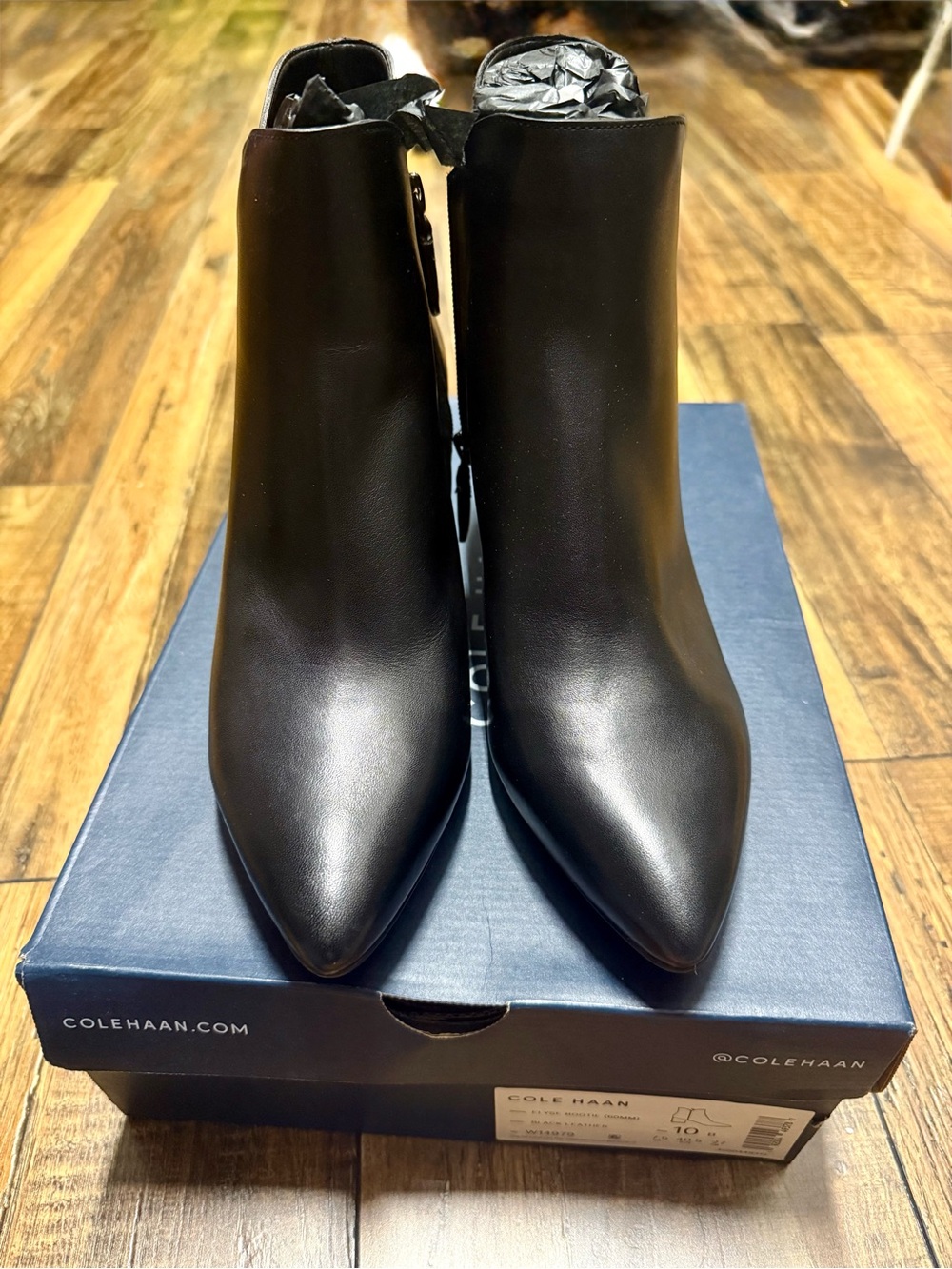 Cole Haan Black Leather Pointed Booties